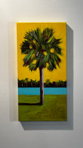 Palmetto on Yellow – 24x12 Original Acrylic Painting