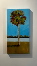 Palmetto on Blue – 24x12 Original Acrylic Painting