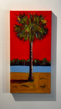 Palmetto on Red – 24x12 Original Acrylic Painting